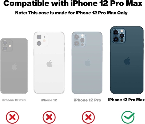 Capa do iPhone 12 Pro Max, Proteção de grau militar, Silicone à prova de choque, Anti-impressão digital e anti-deslizamento, Capa do telefone
