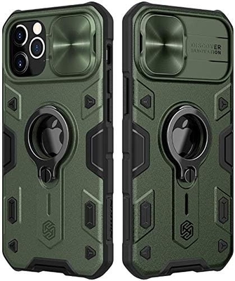 Capa do iPhone 12 Pro Max com Capa da Câmara e Kickstand, Capa de Proteção de Blindagem Militar,