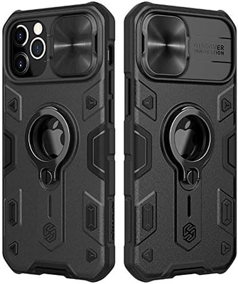Capa do iPhone 12 Pro Max com Capa da Câmara e Kickstand, Capa de Proteção de Blindagem Militar,