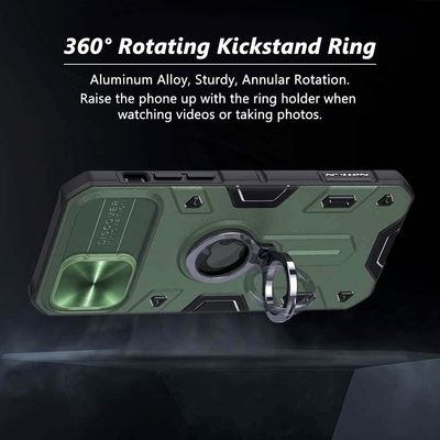 Capa do iPhone 12 Pro Max com Capa da Câmara e Kickstand, Capa de Proteção de Blindagem Militar,