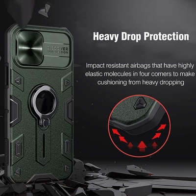 Capa do iPhone 12 Pro Max com Capa da Câmara e Kickstand, Capa de Proteção de Blindagem Militar,