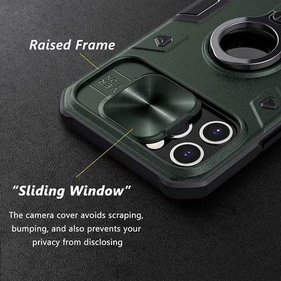 Capa do iPhone 12 Pro Max com Capa da Câmara e Kickstand, Capa de Proteção de Blindagem Militar,