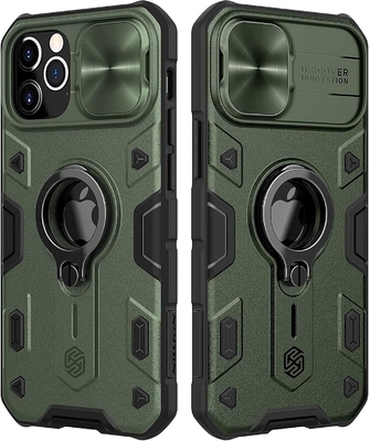 Capa do iPhone 12 Pro Max com Capa da Câmara e Kickstand, Capa de Proteção de Blindagem Militar,