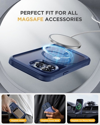 Magnético para iPhone 12 Pro Max Case Corpo inteiro Protector de tela de vidro incorporado &amp; Protector de câmera