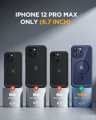 Magnético para iPhone 12 Pro Max Case Corpo inteiro Protector de tela de vidro incorporado &amp; Protector de câmera