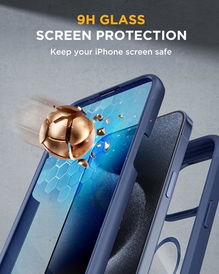 Magnético para iPhone 12 Pro Max Case Corpo inteiro Protector de tela de vidro incorporado &amp; Protector de câmera