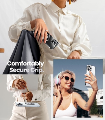 Proteção para iPhone 12 Pro Max Funda com suporte, caixa do telefone limpa com suporte de anel duplo [ajustável e dobrável]