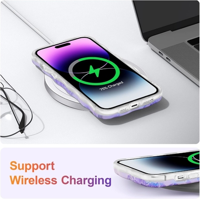 iPhone 12 Pro Max, colorido retrô impressão de óleo padrão de brilho a laser lindo rizado ondulado borda exquisita caixa de telefone