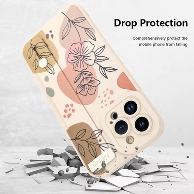 iPhone 12 Pro Max Funda de silicone com alça para mulheres meninas lindas flores florais padrão de design ajustável Soft Wirstband