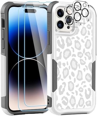 [5 em 1 para iPhone 15 Plus Casca, com 2 Pacotes de Protector de Ecrã + 2 Pacotes de Protector de Lente de Câmera, Heavy-Duty Tough Rugged