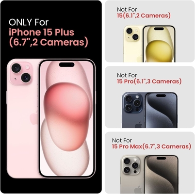 [5 em 1 para iPhone 15 Plus Casca, com 2 Pacotes de Protector de Ecrã + 2 Pacotes de Protector de Lente de Câmera, Heavy-Duty Tough Rugged