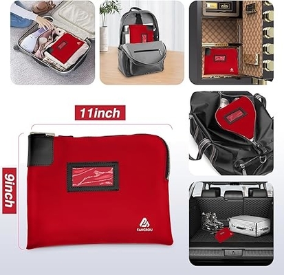 Saco de dinheiro à prova d'água com fechadura e 2 chaves, saco de dinheiro com fecho, sacos de segurança para dinheiro, saco de depósito bancário de dinheiro durável, saco de documentos de nylon, saco de carteira de moedas, saco de dinheiro pequeno, 11 x 9 polegadas, vermelho
