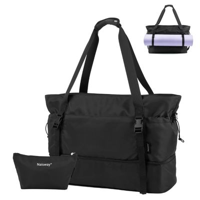 Mochila de viagem feminina para viagens, bolsa de mão, mochila, com compartimento para sapatos e bolso molhado, mochila de estofado de ioga, mochila de fim de semana