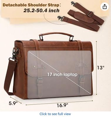 RAINSMORE Saco de mensageiro masculino 17 polegadas impermeável de couro vintage laptop carteira laptop grande saco sacola sacola computador saco de ombro para escritório viagens de negócios faculdade