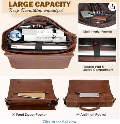 RAINSMORE Saco de mensageiro masculino 17 polegadas impermeável de couro vintage laptop carteira laptop grande saco sacola sacola computador saco de ombro para escritório viagens de negócios faculdade