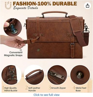 RAINSMORE Saco de mensageiro masculino 17 polegadas impermeável de couro vintage laptop carteira laptop grande saco sacola sacola computador saco de ombro para escritório viagens de negócios faculdade