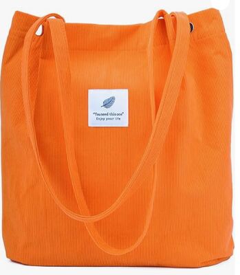 Bolsa Tote de Veludo Cotelê Bolsa Tote Fofa para Mulheres Bolsa de Ombro com Bolso Interno para Trabalho Praia Viagem e Compras