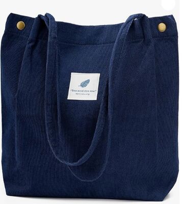 Bolsa Tote de Veludo Cotelê Bolsa Tote Fofa para Mulheres Bolsa de Ombro com Bolso Interno para Trabalho Praia Viagem e Compras