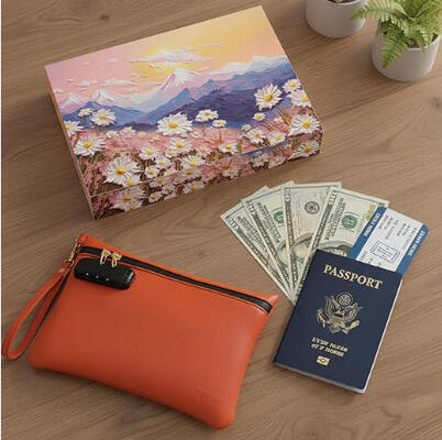Bolsa à prova de cheiro de couro PU com trava de combinação Bolsa cosmética prática com alça Bolsa para dinheiro de viagem, bolsa bancária com zíper.