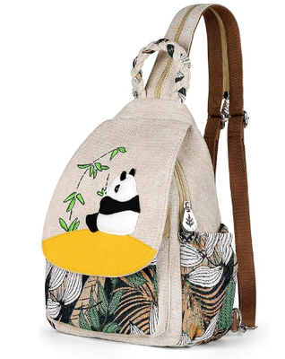 Bolsa tipo estilingue conversível feminina, bolsa artesanal artesanal, linda lona premium casual, mini mochila para mulheres (duas uvas)