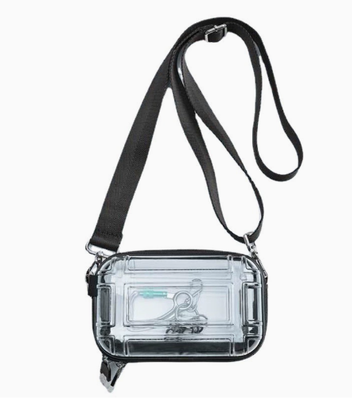 Mini bolsa de maquiagem transparente para viagem, bolsa de ombro única de 7 polegadas, bolsa transversal para viagem, bolsa de armazenamento com concha rígida de PC, bolsa pequena quadrada de aviação