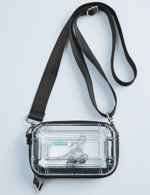 Mini bolsa de maquiagem transparente para viagem, bolsa de ombro única de 7 polegadas, bolsa transversal para viagem, bolsa de armazenamento com concha rígida de PC, bolsa pequena quadrada de aviação