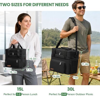 Cooler Bag Double Deck - 60 Can Leakproof Isolated Portable Soft Lunch Cooler, Extra Large Expandable Ice Chest Cooler para praia, piquenique, acampamento, compras