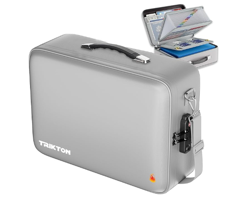Caixa de documentos legal de tamanho legal resistente ao fogo e à água com fechadura TSA - Caixa de casca dura (17 × 13 × 6 polegadas) Organizador de arquivos de caixa dura para documentos importantes, laptop, passaporte, testamentos e certificados
