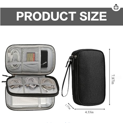 Caixa de Armazenamento para Viagem - Capa Protetora Dura de EVA para Power Bank, Carregador, Cabo, Telefone e Acessórios - Bolsa de Armazenamento Portátil para Avião, Viagens de Negócios, Mobiliário Doméstico