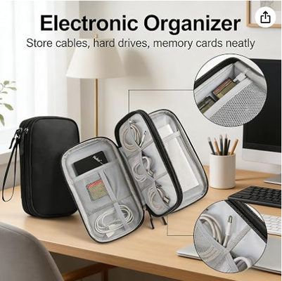 Caixa de Armazenamento para Viagem - Capa Protetora Dura de EVA para Power Bank, Carregador, Cabo, Telefone e Acessórios - Bolsa de Armazenamento Portátil para Avião, Viagens de Negócios, Mobiliário Doméstico