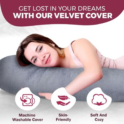 Almofadas de gravidez para dormir Almofada de gravidez de 57 polegadas para mulheres grávidas com cobertura lavável removível Apoio para costas, barriga, pescoço, pernas e quadris Almofada de corpo inteiro em forma de V C U, cinza veludo