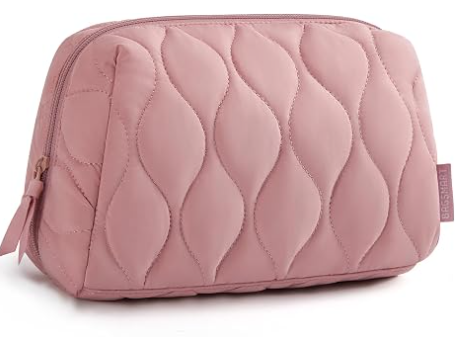 Necessaire, Bolsa de Cosméticos de Viagem, Necessaire Acolchoada Fofa para Mulheres, Estojo Organizador de Maquiagem, Bolsa com Abertura Ampla, Essenciais de Viagem, Acessórios de Higiene Pessoal e Pincéis