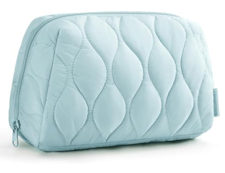 Necessaire, Bolsa de Cosméticos de Viagem, Necessaire Acolchoada Fofa para Mulheres, Estojo Organizador de Maquiagem, Bolsa com Abertura Ampla, Essenciais de Viagem, Acessórios de Higiene Pessoal e Pincéis