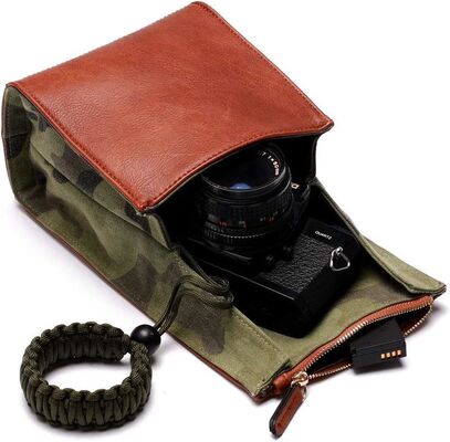 Bolsa para Câmera Mirrorless CANPIS, Bolsa Pequena de Couro para Lente, Bolsa de Viagem para Fotografia, Bolsa de Armazenamento para Viagem ao Ar Livre