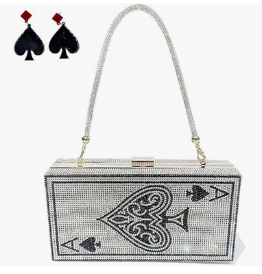 Perla & ela Diamante Mulheres Bolsas de noite Bolsa Minaudiere Bolsa de embreagem,pilha de dólares em dinheiro Bolsas de embreagem de cristal