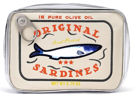 Saco de maquiagem de sardinhas enlatadas de Cessfle, Saco de maquiagem de peixe de lata de sardinha engraçado, Saco de maquiagem criativo e fofinho Caixa de lápis Kawaii, Saco de maquiagem de coquete para mulheres