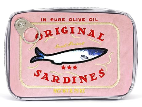 Saco de maquiagem de sardinhas enlatadas de Cessfle, Saco de maquiagem de peixe de lata de sardinha engraçado, Saco de maquiagem criativo e fofinho Caixa de lápis Kawaii, Saco de maquiagem de coquete para mulheres