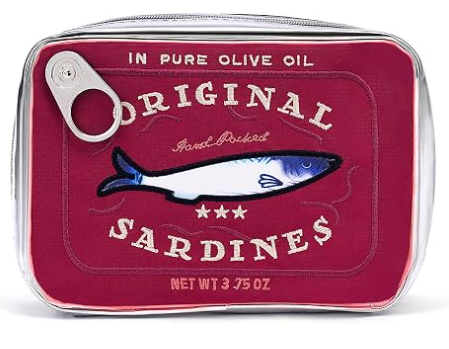 Saco de maquiagem de sardinhas enlatadas de Cessfle, Saco de maquiagem de peixe de lata de sardinha engraçado, Saco de maquiagem criativo e fofinho Caixa de lápis Kawaii, Saco de maquiagem de coquete para mulheres