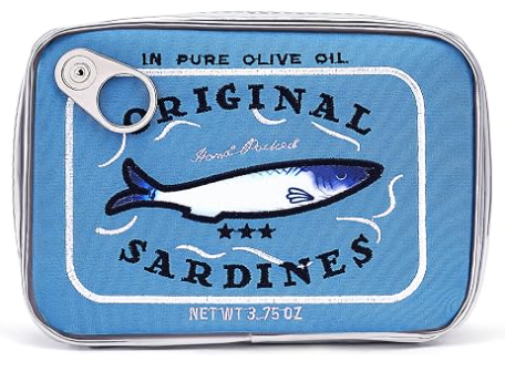Saco de maquiagem de sardinhas enlatadas de Cessfle, Saco de maquiagem de peixe de lata de sardinha engraçado, Saco de maquiagem criativo e fofinho Caixa de lápis Kawaii, Saco de maquiagem de coquete para mulheres