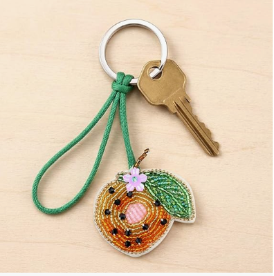 5PCS Pingente de Bolsa com Miçangas Frutadas para Bolsas de Verão | Pingente de Bolsa Pequena, Pitaya Romã Melancia Laranja Limão, Miçangas e Strass, Costurado à Mão