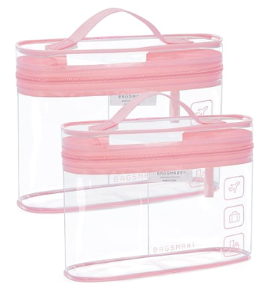 Toiletry Bag, 2 Pack Clear Makeup Cosmetic Bag Organizer, Quart Size Travel Bag for Toiletries, Carry-on Travel Accessories Essentials