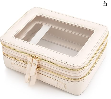 Sacos de maquiagem grandes e transparentes, sacos cosméticos de duas camadas com um compartimento de escova separado, sacos de higiene de viagem, caixa de trem, organizador de acessórios de viagem para mulheres, 2 camadas