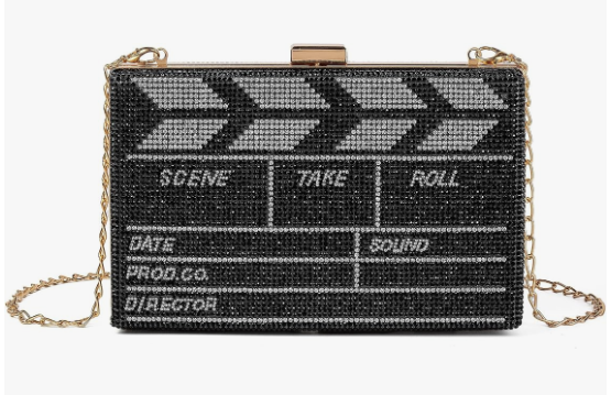 Bolsa Transversal Feminina Retrô com Strass, Clutch Noturna Divertida e Única para Mulheres
