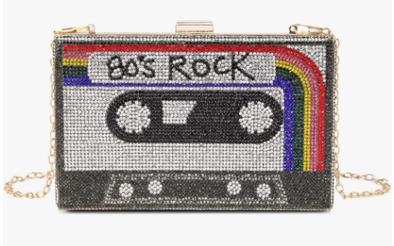 Bolsa Transversal Feminina Retrô com Strass, Clutch Noturna Divertida e Única para Mulheres