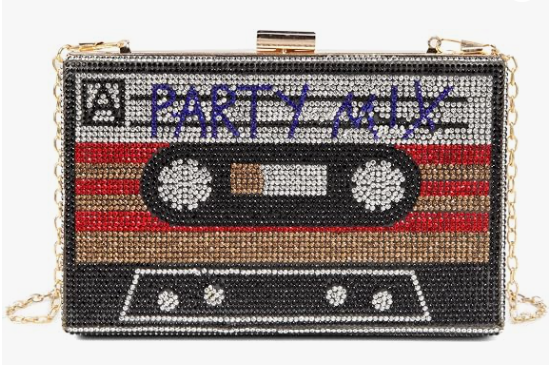 Bolsa Transversal Feminina Retrô com Strass, Clutch Noturna Divertida e Única para Mulheres