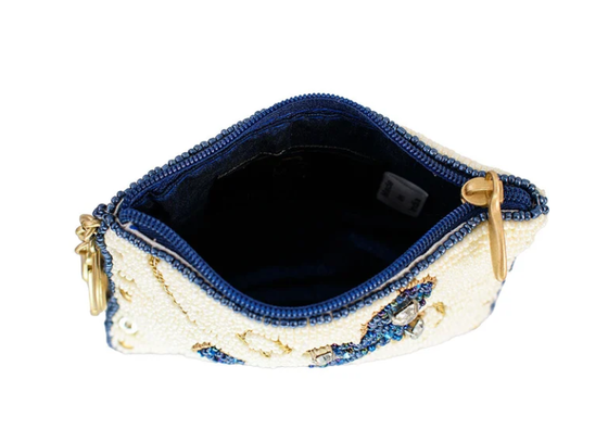 Bolsa de Moedas Hooked Up Bolsa de moedas com borboleta chamativa com bordados ousados, padrões florais, chaveiro com borla divertida e fecho de zíper, perfeita para pequenos essenciais