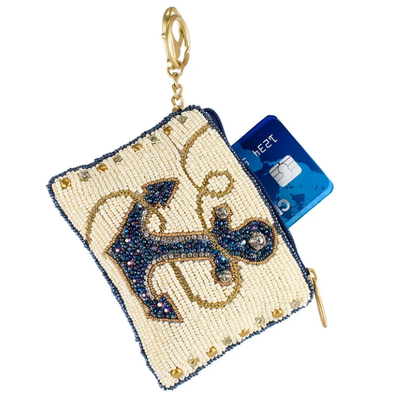 Bolsa de Moedas Hooked Up Bolsa de moedas com borboleta chamativa com bordados ousados, padrões florais, chaveiro com borla divertida e fecho de zíper, perfeita para pequenos essenciais