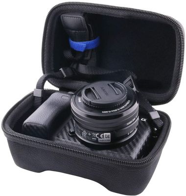 EVA Camera Lens Storage Case à prova de choque Coral Fleece Lining Debossing Logo