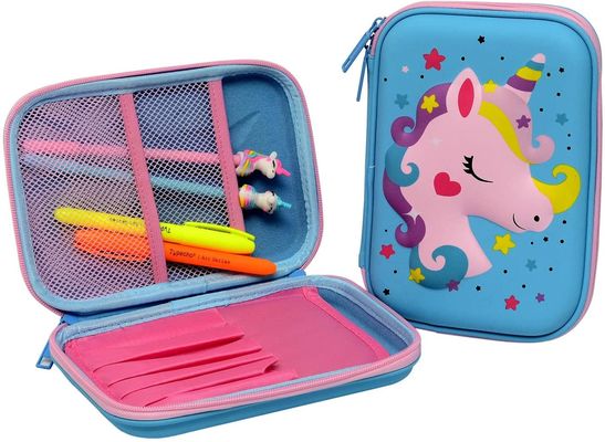 Logotipo de gravação impermeável de 3D Unicorn EVA Pencil Case Pantone Color