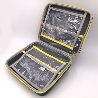 Kit de primeiros-socorros de grau médico com caixa de casca dura EVA com filamentos de malha de bolso e tirador de fecho de metal para armazenamento seguro